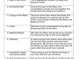 The Catholic Mass Match up activity