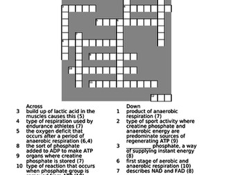 Three energy systems CROSSWORD