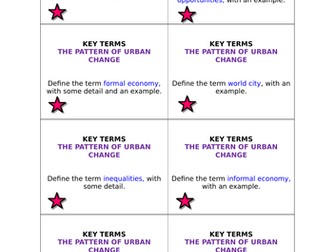 AQA GCSE Geography (2016) The Pattern of Urban Change revision flashcards