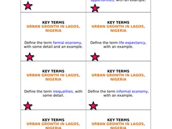 AQA GCSE Geography (2016) Urrban Growth in Lagos revision flashcards