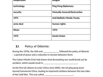 Cold War Detente Worksheet
