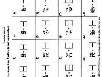 Equivalent and Simplifying Fractions Worksheets with Answers