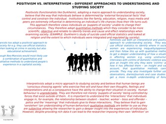 AQA Positivism and Interpretivism