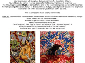 ART & DESIGN KS3 EXAM – Figures & pattern