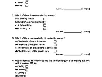 AQA GCSE COMBINED SCIENCE TRILOGY PHYSICS END OF UNIT TESTS AND ANSWERS F&H