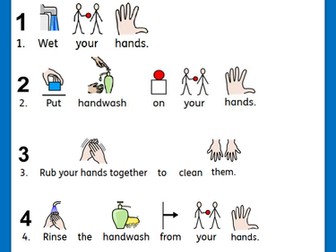 Washing Your Hands - step by step with Widgit supported text