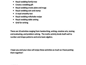 A Royal Wedding Activities cover letter