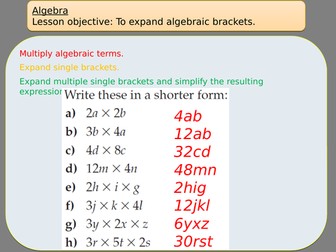 Expanding brackets fluency and problem solving