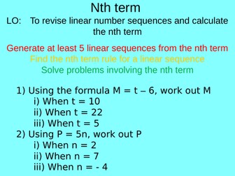 Nth term fluency and problem solving
