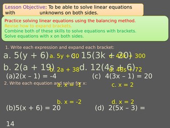 Solving equations with unknowns on both sides