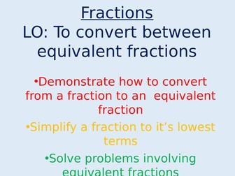 Equivalent fractions fluency and problem solving