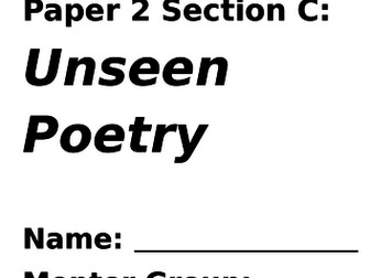 Year 10 and Year 11 Unseen Poetry AQA 8702 Paper 2 Section C