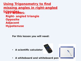 Trigonometry to find missing angles in right angled triangles