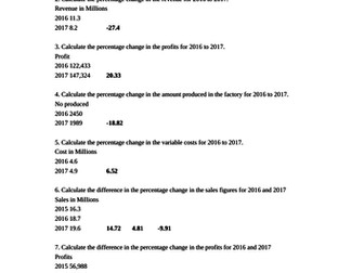 Edexcel AS Business 10 practice percentage change questions