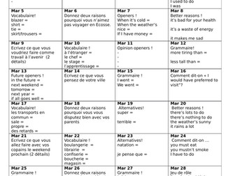 GCSE French F&H Daily Revision Challenge - March