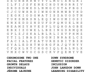 Down Syndrome Word Search