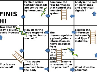 AQA Combined Science Trilogy Biology-Homeostasis snakes and ladders game