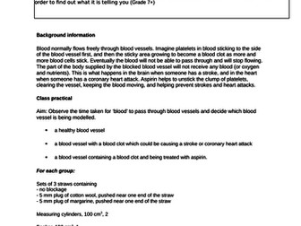Modelling the effect of blood clots and aspirin