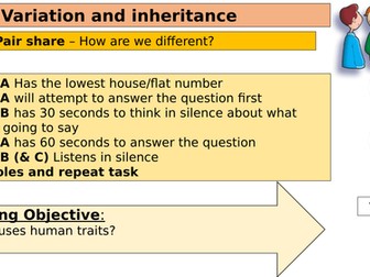 Variation, inheritance and punnett squares