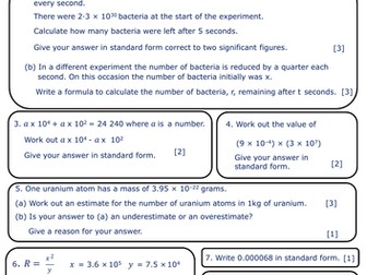 Exam questions- Standard Form