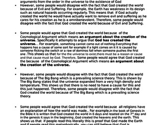 Existence of God-KS3 Model Answer
