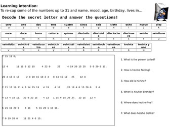 Y7 Spanish Code Breaker (The basics)