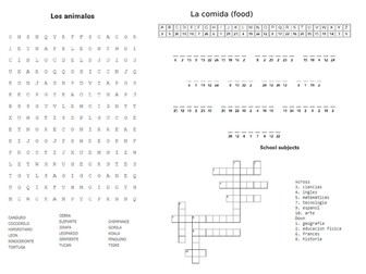 Y7 Spanish Animals Food School Subjects Puzzles