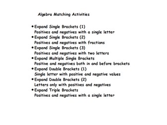 Algebra - Expanding single, double and triple brackets matching activities