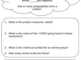 Biological Molecules Proteins Revision