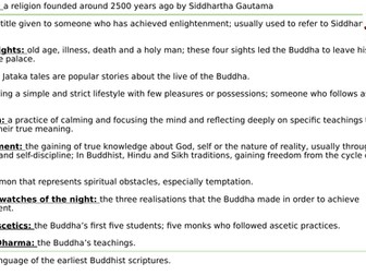 AQA Religious studies A (9-1) Buddhism beliefs and practices revision ...