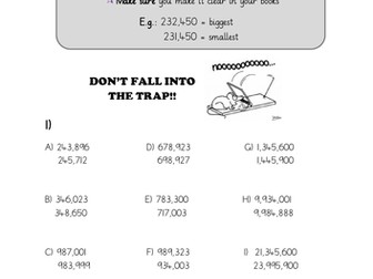 Comparing numbers up to 10,000,000