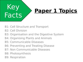 AQA GCSE Trilogy - Biology Key Facts - Paper 1 & 2