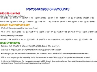 Percentages of amounts (differentiated)