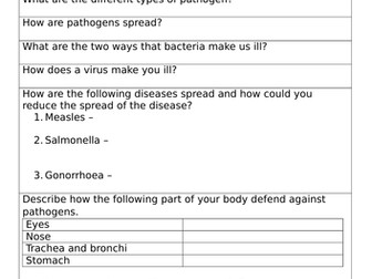 GCSE BIOLOGY INFECTION AND RESPONSE REVISION