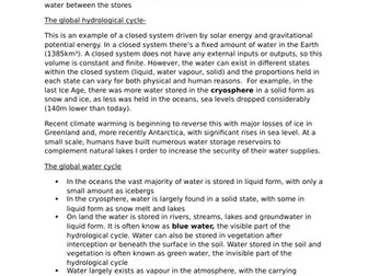 Edexcel A2 Geography- Wate Cycle and Water Insecurity