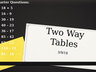 Two Way Tables Full Lesson/Sequence of Lessons