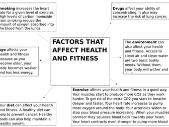 Factors that affect health and fitness