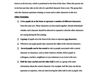 Variations on hot-seating in the primary classroom.