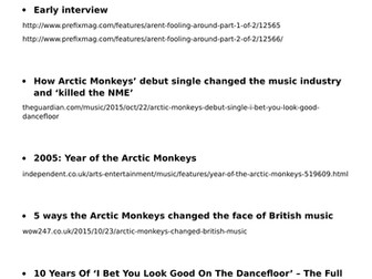Arctic Monkeys CSP - AQA GCSE Media Studies - Music Video Close Study Product