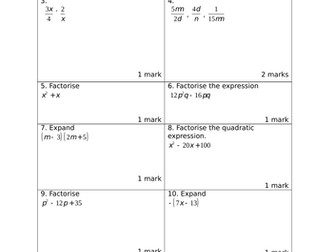 Quick Algebra Revision Yr 10 Intermediate NSW