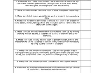 Short story writing checklist