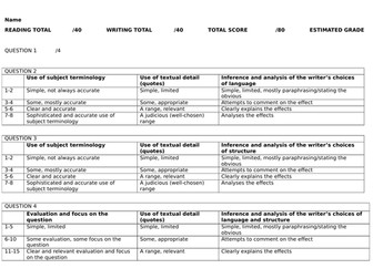 Marking Grids: AQA GCSE English Language Paper 1 and 2