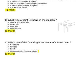 GCSE Edexcel Past Exam Questions on timbers