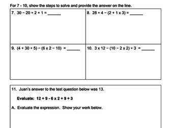 Order of Operations Practice Worksheet