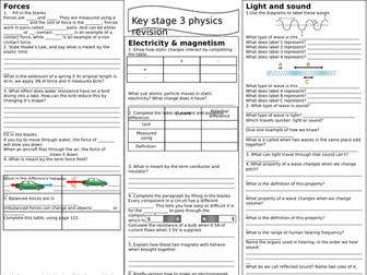 Low ability physics revision for KS3
