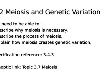 NEW AQA AS Biology 9.2 Meiosis and Genetic Variation