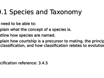 NEW AQA AS Biology 10.1 Species and Taxonomy