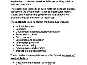 Types of government intervention used to correct market failure (microeconomics)