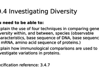 NEW AQA AS Biology 10.4 Investigating Diversity