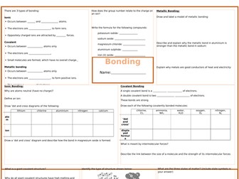 9-1 GCSE Bonding Revision Mat